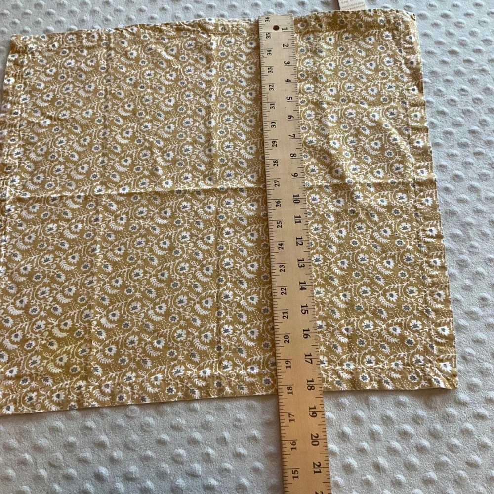 Williams Sonoma Pillowcase Standard Cotton Floral Print Mustard Yellow White